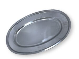 Kit Com 6 Bandejas Travessa de Inox Oval Rasa Grande 50cm