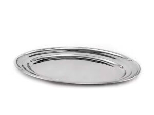 Bandeja Travessa Oval Rasa Inox Média para Servir 33,8cm Bar