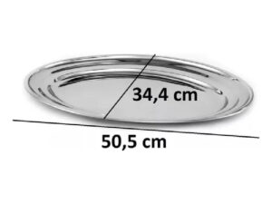 Bandeja Travessa Oval Rasa Inox Grande para Servir 50cm Bar