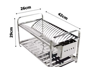 Escorredor 12 Pratos Em Inox Com Porta Talheres De Plástico