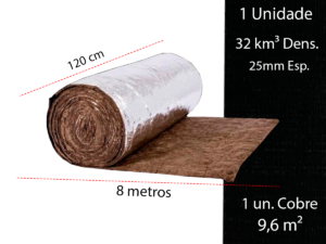 Lã De Rocha Aluminizada 9,6m² Isolamento Térmico 32kg m³